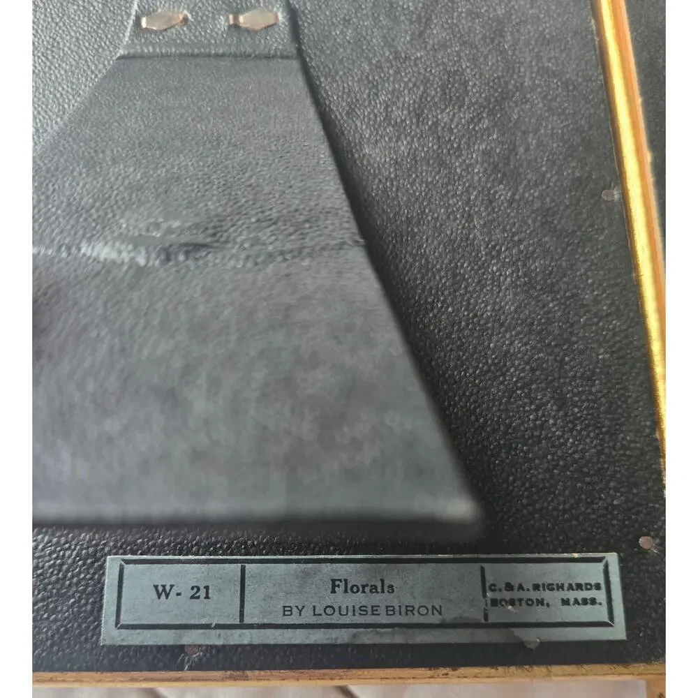 Vintage Gold Set of Two Flowers/Botanical in Vase Louise Biron picture W-21 - Picture 4 of 6